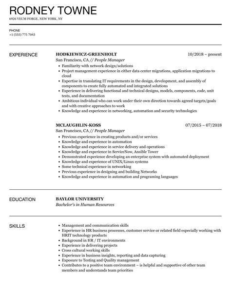 people manager resume sample.